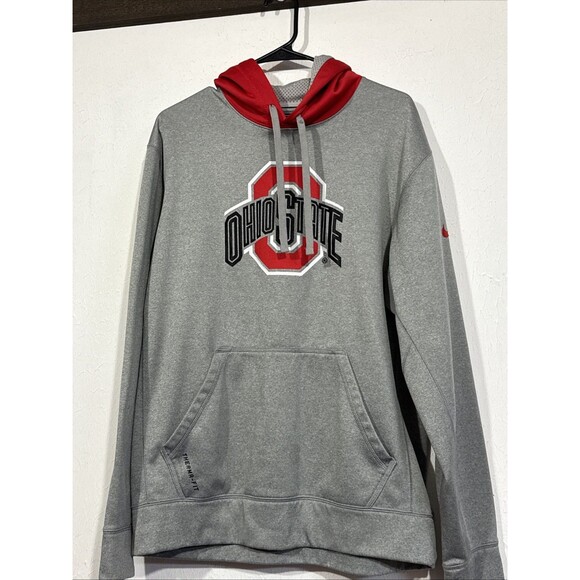 Ohio State Buckeyes Hoodie Mens Medium Gray Long Sleeve Pullover Therma Fit Nike - Picture 1 of 6